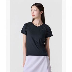 르꼬끄 여성 메쉬 배색 슬림핏 브이넥 티셔츠 - 블랙QQ122TRS32 408913