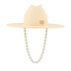 루슬란바진스키 미니 모노그램 진주 턱끈 밀짚 모자 CWB036SS26
