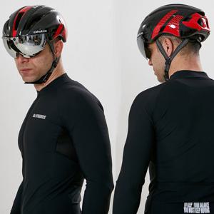 에어로 고글 자전거헬멧+미러고글/블랙레드(유광)