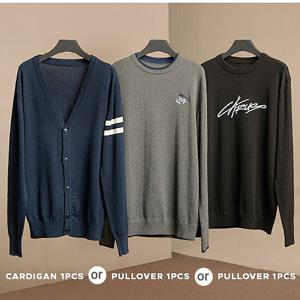 [면100%] 콤드코튼100% 아트웍 남성 가디건/풀오버-3종택1