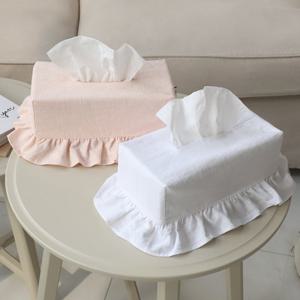 유노야 글로리 프릴 사각 티슈커버 (퓨어화이트,피치핑크)