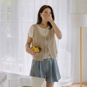 [저스트원] 양면으로 입는 리본조끼