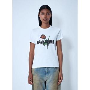 26 SS 마르니 여성 로고 모티프 티셔츠 mni0261009wht