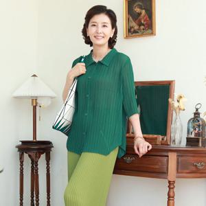 [쉬즈마담]T57131 가볍게 툭 걸쳐요 주름 카라롱남방