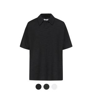 [앤드지][앤드지] 슬럽 텍스쳐 슬릿 카라 반팔티_BZD2TT1107