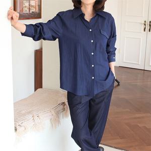 [쉬즈마담]T57288 실켓터치 루즈핏 청남방 60대 엄마옷