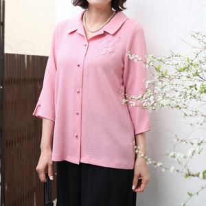 [쉬즈마담]T57320 진주 입체꽃 카라남방 60대 엄마옷