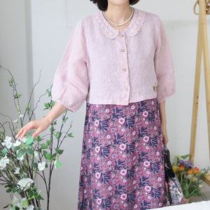 [쉬즈마담]J31681 레이스카라 린넨 볼레로자켓 60대 엄마옷