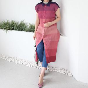 [쉬즈마담]J31687 비비드 플리츠 카라롱남방 50대엄마옷