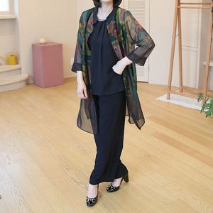 [쉬즈마담]J31697카로 디지털나염 시스루 롱가디건 50대 엄마옷