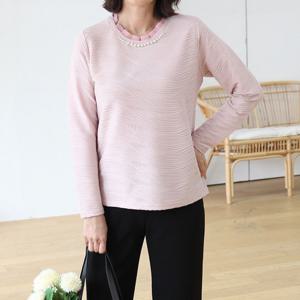 [쉬즈마담]T57273 진주레이스 자카드 블라우스티 60대 엄마옷