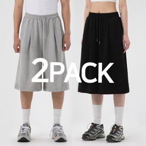 [1+ 1] 프리노어 남녀공용 데일리 원턱 와이드 7부 8부 버뮤다 팬츠 쇼츠 반바지 -2PACK