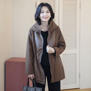 [쉬즈마담]J31712 어반 가죽배색 사파리자켓 50대 엄마옷