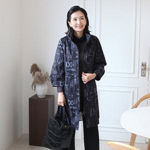 [쉬즈마담]J31717 그래피티 벌룬소매 하이넥 롱코트 50대 엄마옷