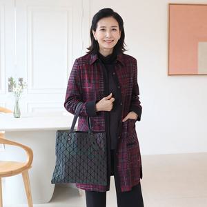 [쉬즈마담]J31721 간절기에 딱 배색 체크롱자켓 50대엄마옷