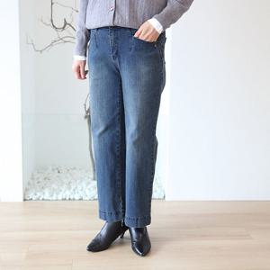 [쉬즈마담]P92003 포켓가죽 워싱예쁜 통청바지 50대엄마옷