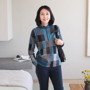 [쉬즈마담]T57432 포근 조끼장식 짚업반폴라티 50대 엄마옷