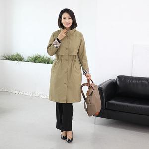 [쉬즈마담]J31780 체크배색 스트링 하이넥 트렌치 코트 엄마옷