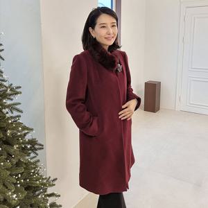 [쉬즈마담]J31773 보석코사지선물 밍크퍼 알파카 롱코트 하객룩