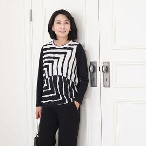 [쉬즈마담]T57499 지오메트릭 롱 블라우스티 50대 엄마옷