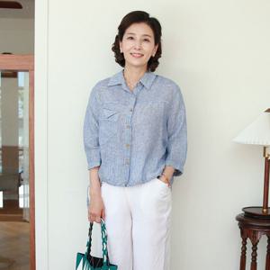 [쉬즈마담]T57127 삼각접이포켓 조절끈 마 오픈남방 엄마옷