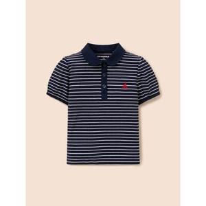 [빈폴키즈] 여아 T카라 스트라이프 골지 반소매 티셔츠  네이비 (BI6342G06R)