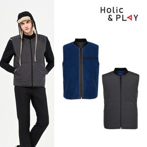 홀릭앤플레이 남성 양면 뽀글이 패딩조끼-HB4MWV002MB