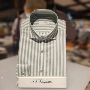 [듀퐁셔츠] 듀퐁셔츠 SE4SM21LS326SGE 컴포터블 라인 착용감이 편한 린넨믹스 스트라이프 슬림 핏 셔츠 SE4SM21LS326