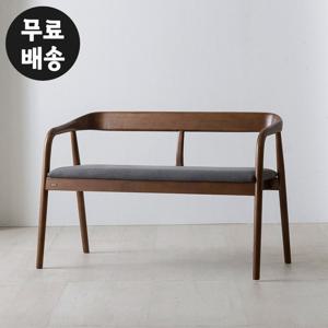 로미 고무나무 원목 패브릭 2인용 벤치 의자 딥그레이