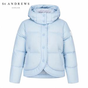 [세인트앤드류스] 여성 별 심볼 레더 패치 튤립 후드 다운 점퍼