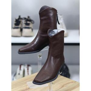 바이로쏘 세이브존06 스퀘어 토 뒷지퍼 청키힐 5cm 앵클부츠 (BY)24S12212BA2