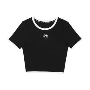 마린세르 WTO087A CJER0011 BK99 콘트라스트 크롭 여성 반팔티