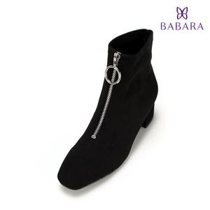 [바바라(슈즈)]스웨이드 앞지퍼 장식 데일리 앵클부츠 BZC801_BE