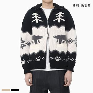 [빌리버스]빌리버스 남성 노르딕 집업 겨울 투웨이 니트 BWT002