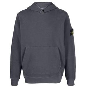 스톤 아일랜드 가먼트 다이드 스트레치 코튼 플리스 후드 티셔츠