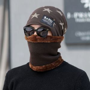 겨울 방한 패션 스터닝 넥워머 비니 모자 세트 브라운