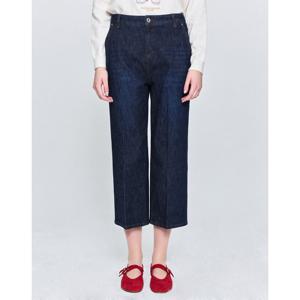 헤지스 여성 데님세미와이드네이비 에센셜 밴딩 7부 데님 팬츠 HSPA5BC81N2