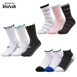 [볼빅] VBEB 하트로고 스트라이프 체커패턴 중목 단목 여성 골프양말 9종택1