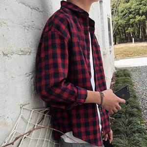 남성 체크 남방 캐쥬얼 스쿨룩 데일리 데이트 코디