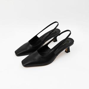 [신난다슈] 여성 슬링백힐 5cm 슬링백 구두 펌프스힐 미들힐 스퀘어토 NF251304 블랙