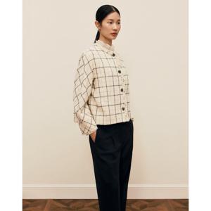 닥스 여성 25SS트위드크림 체크 면혼방 자켓 DLJA5A107CR