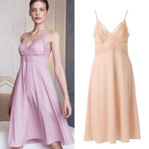 여성스러운 쉬폰 플라워레이스 A라인 브라컵내장 여성 슬립원피스 WFS2080