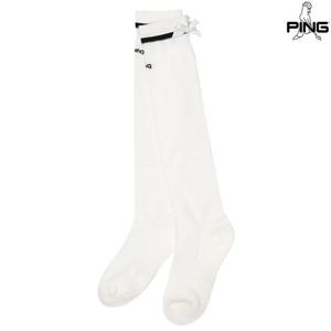 [핑골프][양말증정]여성 라인 배색 리본 장식 니삭스 121E1SC055_WH