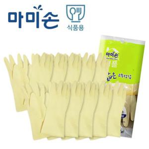 마미손 심플 조리 주방 고무장갑 식품용 미색10쌍 가정용고무장갑 업소용고무장갑 설거지장갑 김장고무장갑