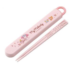 스케이터 젓가락세트 마이멜로디 뮤직 슬라이드 케이스세트 16.5cm 젓가락 슬라이드젓가락통 휴대용젓가락