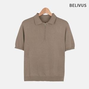 빌리버스 남성 여름 하프집업 니트 무지 카라티 BXR013