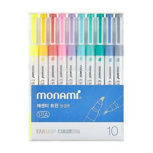 모나미 에센티 트윈 형광펜 10색 set - 판타지컬러링(FC) 밑줄펜 중요표시펜 학생형광펜 필기구 학생선물