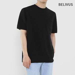빌리버스 남성 여름 니트 무지 포켓 반팔티 BRE018