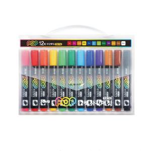 POP 12색 사각 유성매직 (6mm) 사각촉유성매직 12색사각매직 납작매직 POP매직 폼아트매직 POP유성매직 납