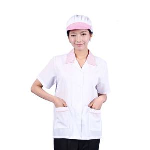 b06 EC17 핑크줄카라 얇은위생복 반팔(상의) 조리사위생복 주방위생복 반팔위생복 위생조리복 요리사옷 업